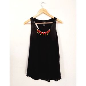 Daytrip Gem Statement Sheer Sleeveless Blouse Black Small